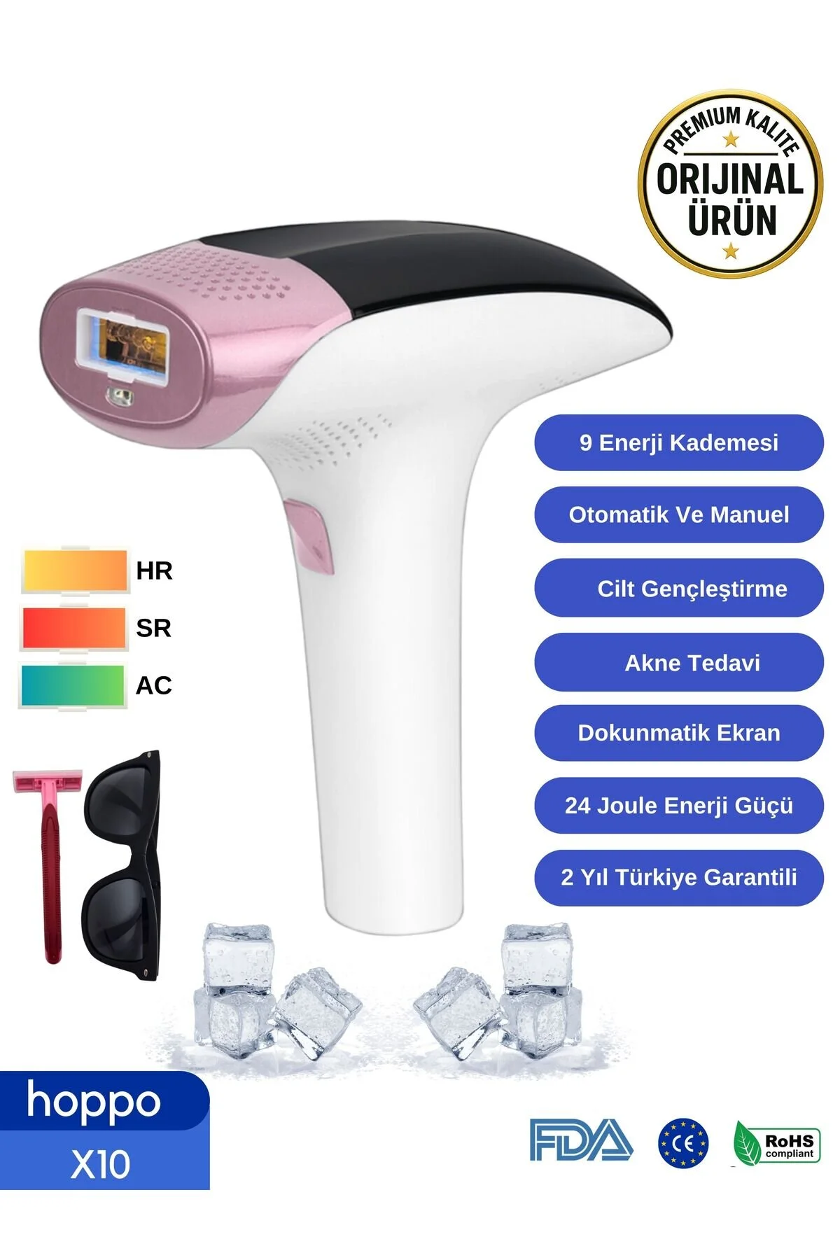 X10 Ipl Buz Lazer Epilasyon Cihazı 999,999 Flaş Atım Dokunmatik Ekran