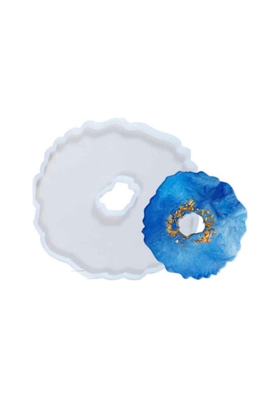Epoksi Silikon Kalıp Dalgalı Ortası Delik Model 13.2 Cm Beyaz
