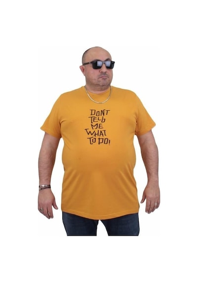 Starbattal Erkek Büyük Beden Sıfır Yaka Tişört Cool Boys 24125 Hardal-Hardal