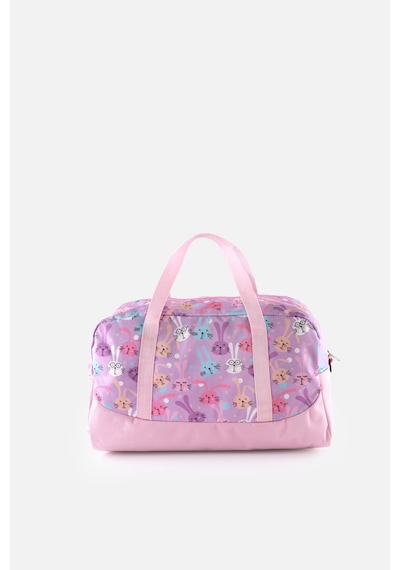 İcone Bag Baskılı Spor Çanta, Cepli Spor Çanta, Fermuarlı Detaylı Çocuk Spor Çanta, Açık Pembe