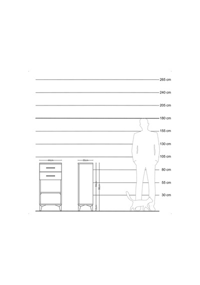 Arges Komodin Tek Raflı 2 Çekmeceli 44x30x96 Aytaşı-antrasit Aytaşı