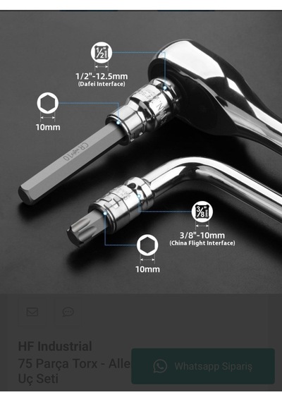 Otomotiv Tip Power Bits Uç Seti 75 Parça
