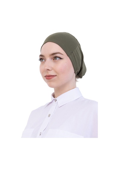 Modish Group Pratik Bone Pamuklu Tesettür İç Bone, Başörtüsü İçin Hazır Viskon Şapka, Namaz Günlük Kullanım İçin Haki