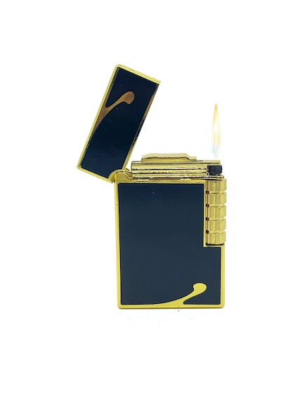 Dupont Tarzı Metal Çakmak Soft Flame Mum Alev - Black Gold