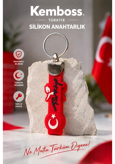 Türkiye Yazılı Silikon Anahtarlık Araç Motosiklet Ev Ofis Anahtarlığı Kırmızı