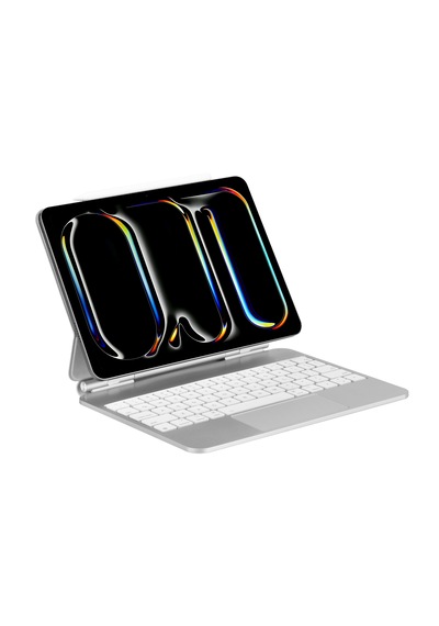 Bix Ik07 Manyetik Bluetooth Klavyeli İpad Kılıfı Çoklu Dokunmatik Yüzeyli 7 Renk Aydınlatmalı İnce Tasarım İpad 10. Nesil Ve İpad 11 A16 Uyumlu Gümüş