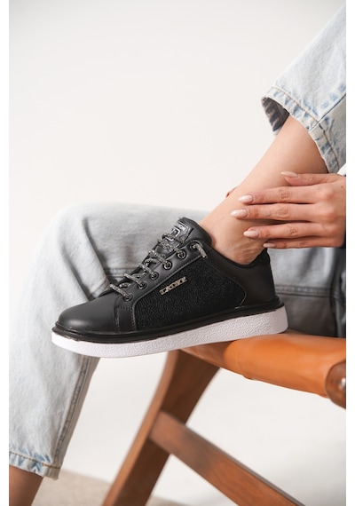 Garantili D0703 Günlük Ortopedik Kadın Sneaker Spor Ayakkabı Siyah