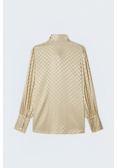 Sateen Puantiye Desenli Gömlek - Gold-137397 Altın