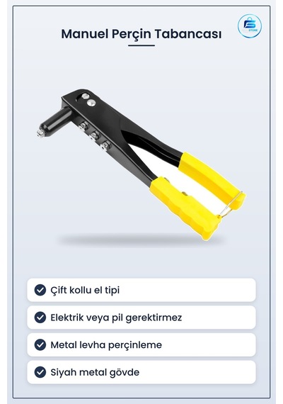 Perçin Tabancası Manuel Çift Kollu El Tipi Metal Levha Perçinleme