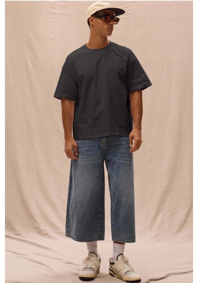 Erkek %100 Organik Pamuklu Kalın Dokulu Comfort Fit Bisiklet Yakalı T-shirt Siyah