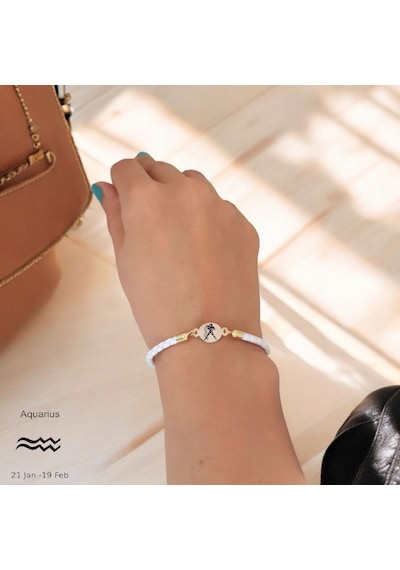Kova Burçlarına Özel Oval Motifli 14 Ayar Altın Plakalı Doğal Beyaz Derili Hediye Bileklik-529burç Kova Kova Burçlarına Özel Oval Motifli 14 Ayar Altın Plakalı Doğal Beyaz Derili Hediye Bileklik-529burç Kova