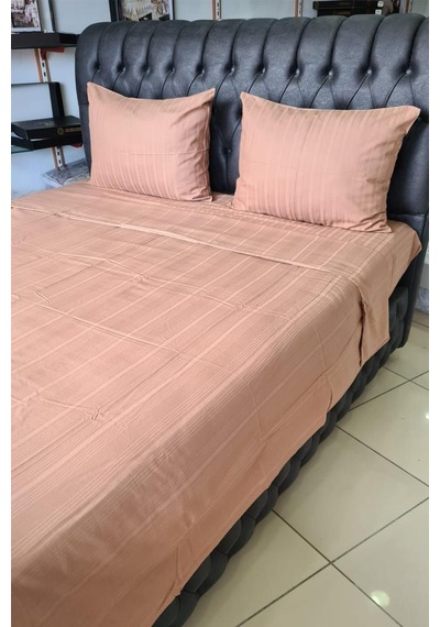 Satin Kinox Armürlü Çift Kişilik Nevresim Takımı Kahverengi Kahverengi