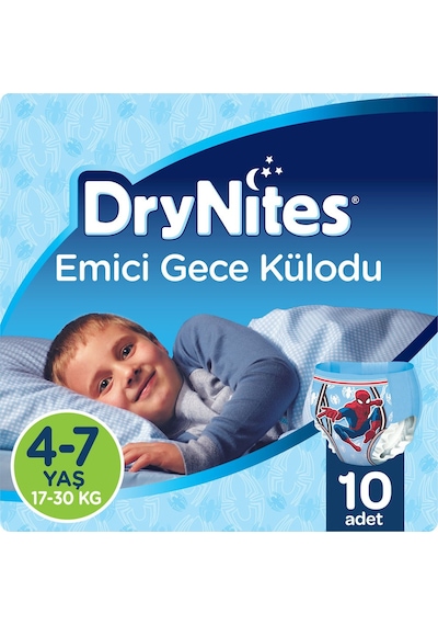 Drynites Erkek Emici Gece Külodu 17-30 KG 4-7 Yaş 10 Adet