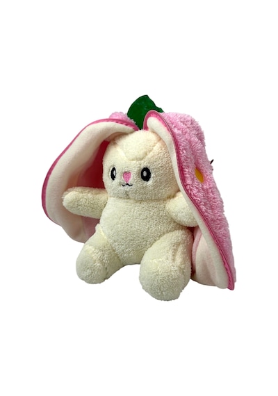 Sevimli Çilek Tavşan Peluş Çantalı Hediyelik 50 Cm Oyuncak PEMBE