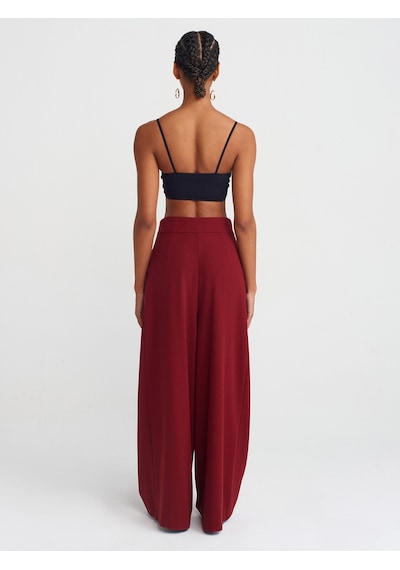 Dilvin 71585 Pensli Kısa Paça Pantolon Bordo