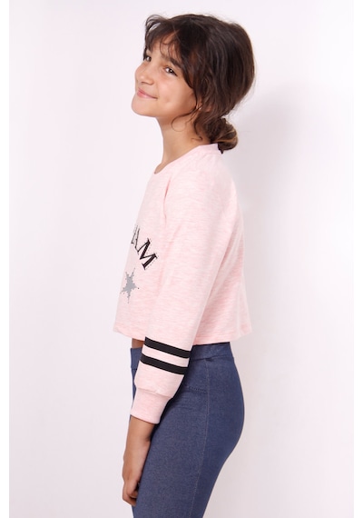 Toontoy Kız Çocuk Yıldızlı Dream Baskılı Sweatshirt Pembe Melanj