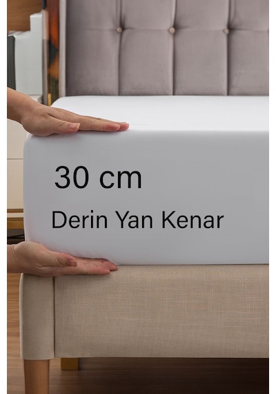 Ranforce Beyaz Pamuklu Tek / Çift Kişilik Battal Tam Kenar Lastikli Çarşaf 14 Renk Fıtted Beyaz