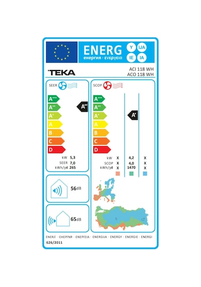 Teka ACI 118 WH ACO 118 WH A++ 18000 BTU Inverter Duvar Tipi Klima
