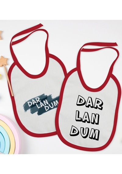 BK Kids Darlandum Tasarımlı 2’li Kırmızı Mama Önlüğü-1 Kırmızı