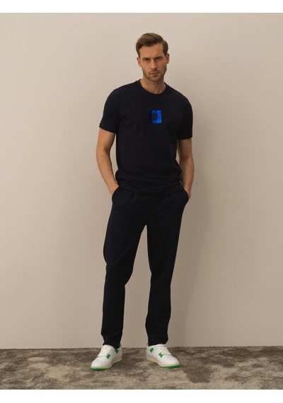 Xint Lacivert Pamuk Dokulu Regular Fit Tişört 502055