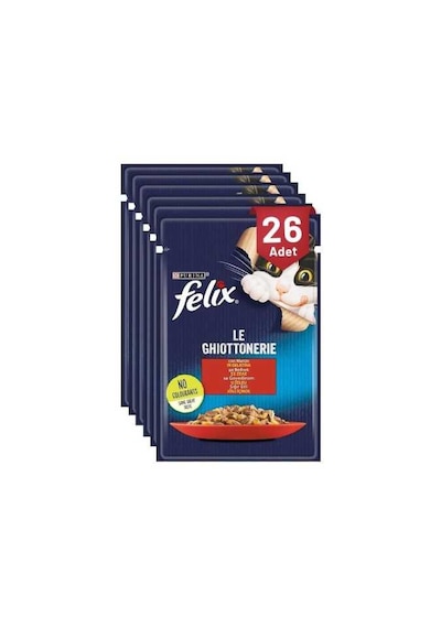 Felix Jöle İçinde Sığır Etli Yetişkin Kedi Konservesi 85 Gr X 26 Adet