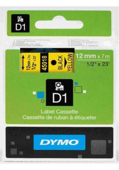 Dymo D1 Şerit 12MM X 7M Sarı / Siyah 720580 45018