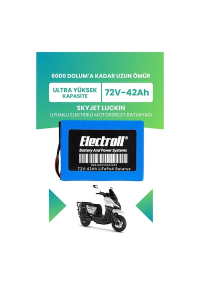 Skyjet Luckın Uyumlu Batarya Lifepo4 72v 42ah Elektrikli Motorsiklet Bataryası