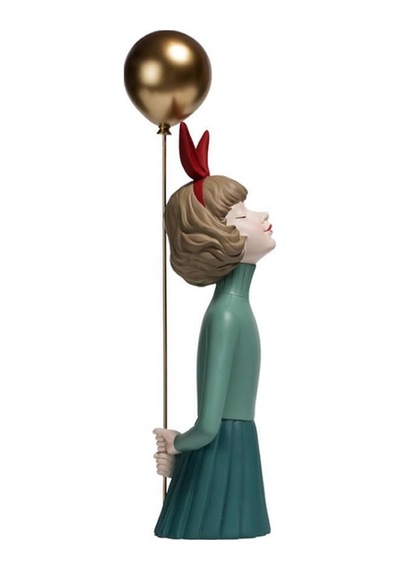 Gold Balonlu Kız Biblo Dekor Gold