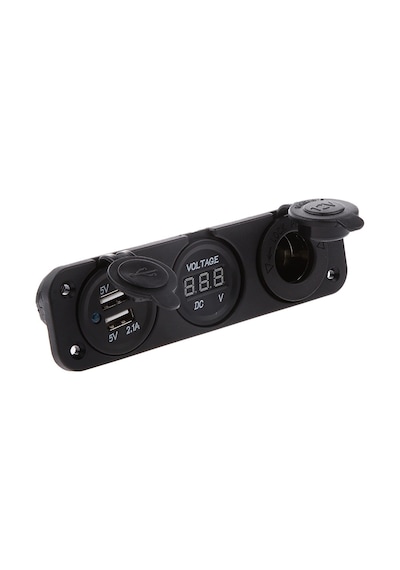 Çift USB Araç Şarj Soketi Voltmetre Çakmaklık 12V