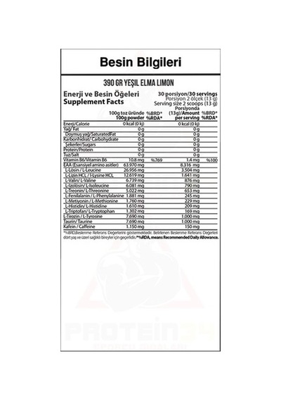 Hardline Amino9 Eaanrgy Yeşil Elma Limon 390 Gr