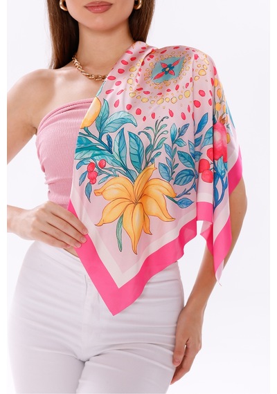 Tarzını Seç Tropikal Rüya Model Fular Bandana Şal Estascarf 70x70 Cm