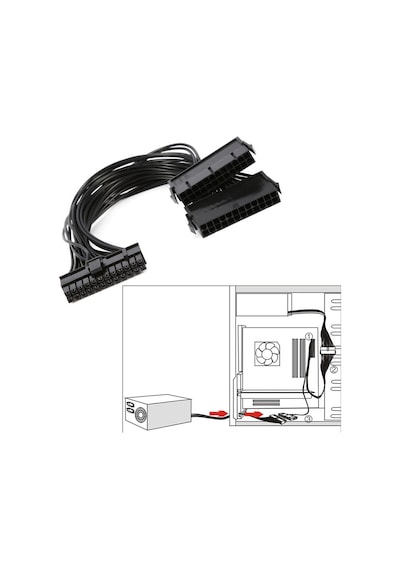 Alfais 5145 24 Pin Atx Dual Psu Çoklayıcı Adaptör Anakart Mining Kablosu