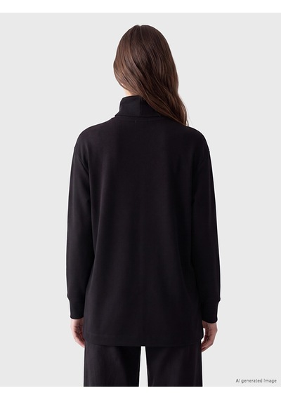 Lcw Modest Siyah Soft Touch Kadın Fermuarlı Sweatshirt