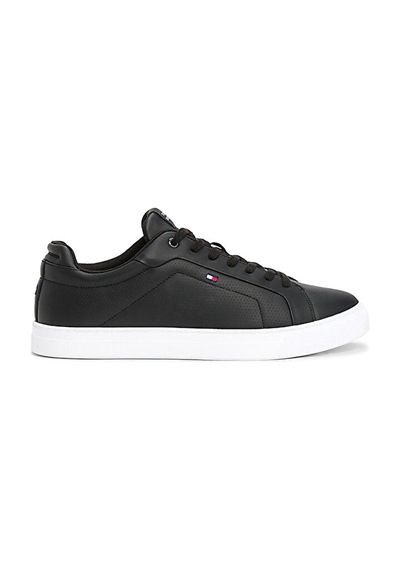 Tommy Hilfiger Icon Court Pınperf Lth Siyah Erkek Sneaker Siyah