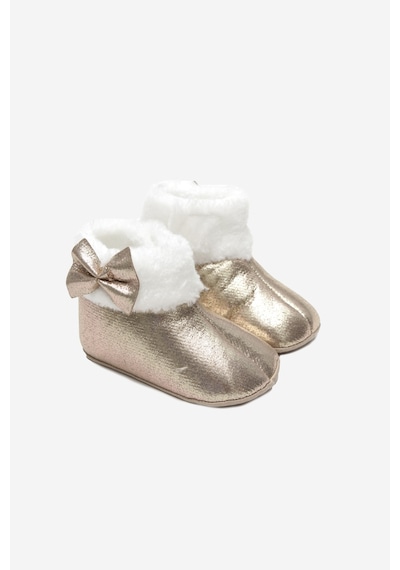 Funny Baby 7087 Kürklü Simli Ve Fiyonklu Bebe Patik Altın