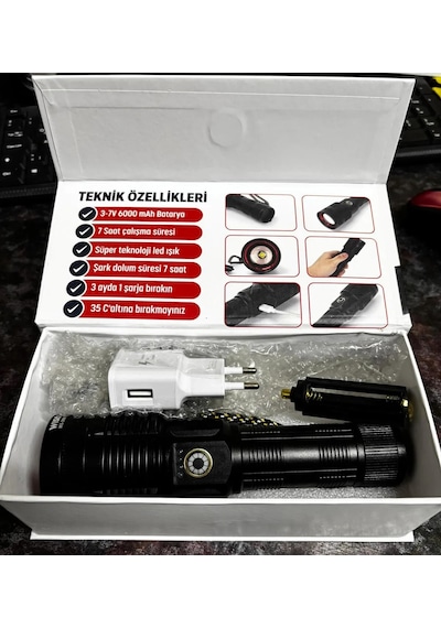 Wıson Ws-3898 Uzun Menzilli 20w Profesyonel El Feneri Siyah