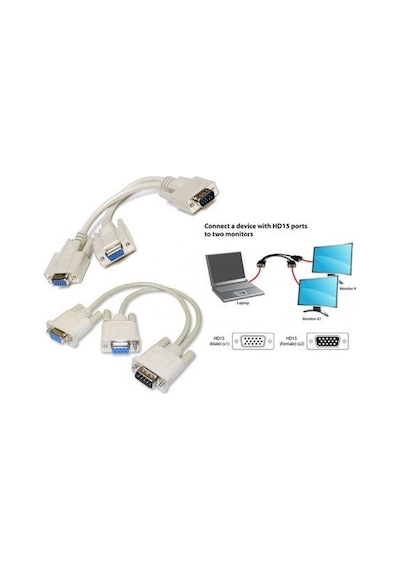 VGA to 2 x VGA Çoklayıcı Y Kablo