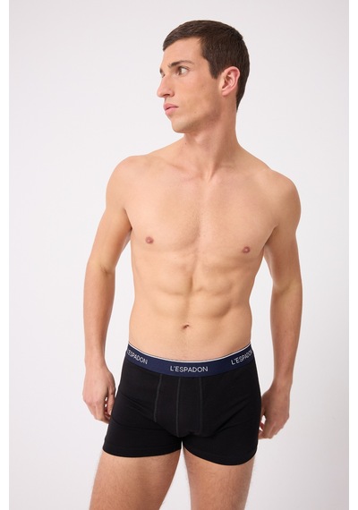 L'espadon Maritime Elite Koleksiyonu Elastik Konforlu Bel Bantlı Çizgili Erkek Trunk Boxer-3237 Siyah