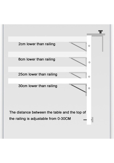 Dış Mekan Katlanır Balkon Masası, Yerden Tasarruflu Güverte Raylı Masa, Ayarlanabilir Yükseklik Veranda Bar, Kompakt Bahçe Masası, Siyah L80 G30cm / U31,5 G11,8 Diğer