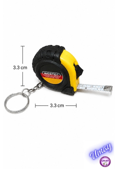 Kilit Mekanizmalı 1 Metre Mini Şerit Metre Taşınabilir Mezura Ölçü Metresi 3,3 X 3,3 Cm 1 M