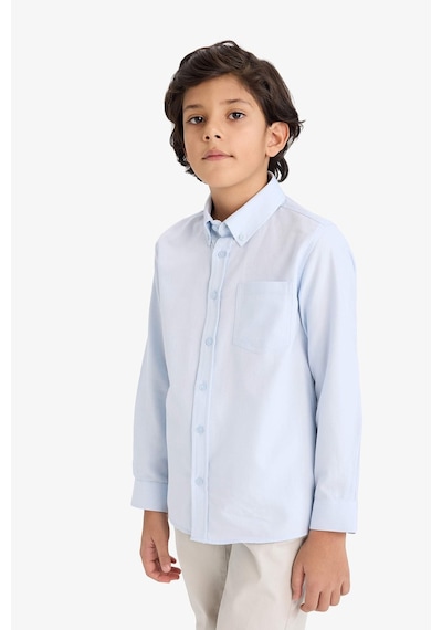 Defacto Erkek Çocuk Polo Yaka Oxford Uzun Kollu Basic Düz Gömlek W3215a626spbe61 Mavi-be61