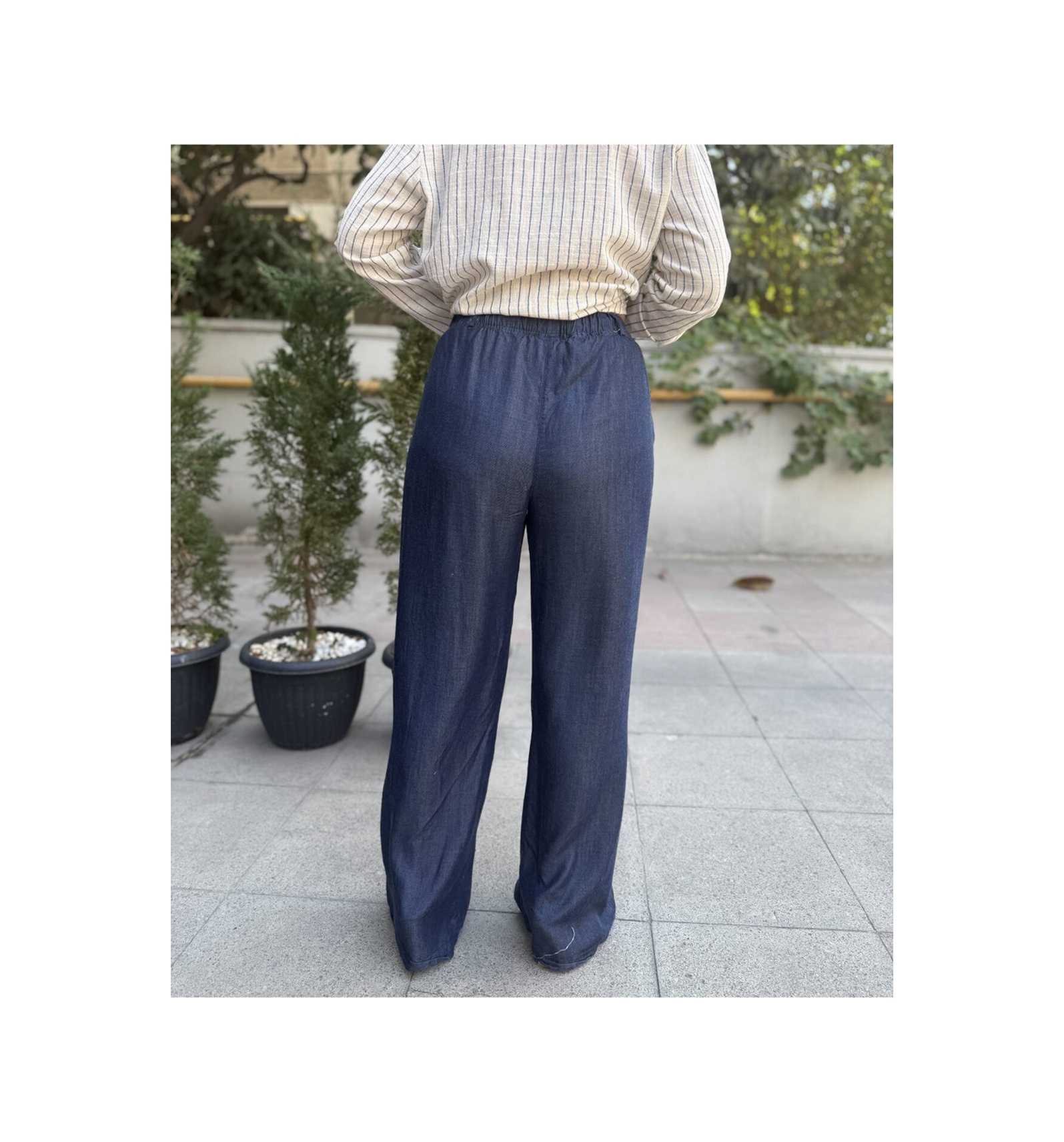 Denizege Liyosel Boru Paça Kot Pantolon Mavi Mavi