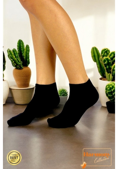 Harmony Collectıon Bambu Erkek Siyah Patik 6 Çift Özel Kutulu Burun Dikişsiz, Premıum Socks