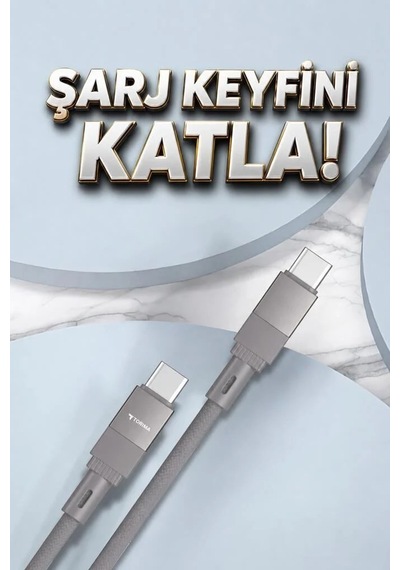 Veri Aktarımı Mobil Aksesuar İletişim Ucu Şarj Kablosu Type-c To Type-c Data Kablo U18 Gri