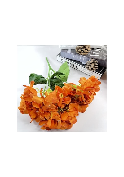 Yapay Çiçek Ortanca Çiçeği Demeti 43 Cm Turuncu