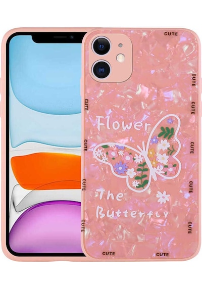 Apple Uyumlu iPhone 11 Kılıf Desenli Sert Silikon Zore Mumila Kapak Pink Flower