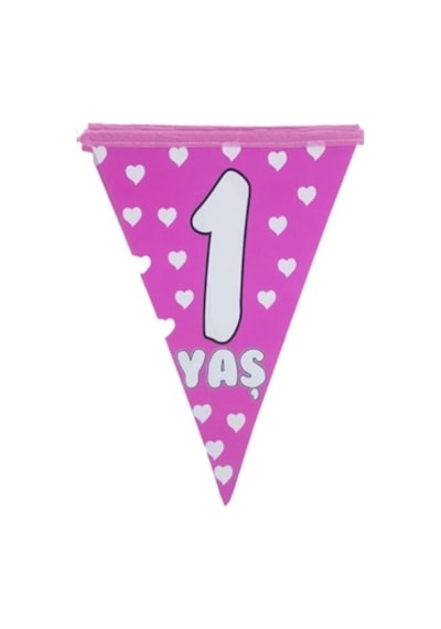 1 Yaş Pembe Kalpli Flama 2 Metre 10 Yaprak Flama