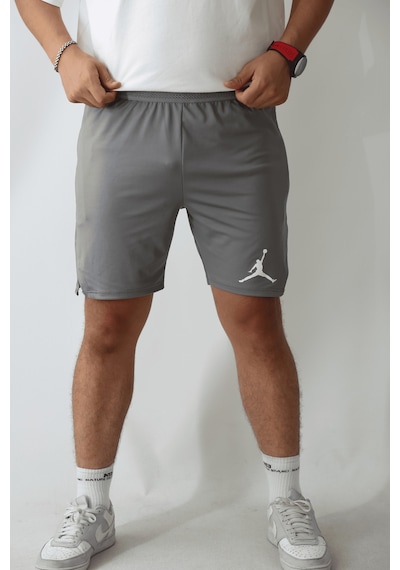 Erkek Gri Spor Şortu - Jordan Model Beli Lastikli Ve Cepli Şort, Basketbol Şortu, Jordan Mavi