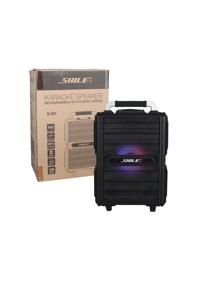 Sh Shile Sl-2017 50 Watt Taşınabilir Seyyar Aktif Amfi Hoparlör Kablosuz El + Yaka Mikrofonlu Usb+sd+bt Kumandalı Na