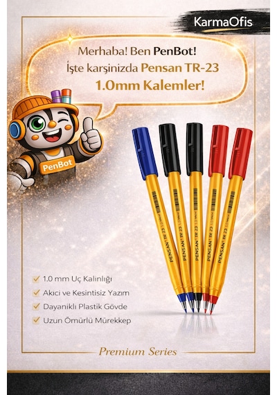 Tr-23 1.0 Mm Tükenmez Kalem Seti 12 Li Mavi, Siyah, Kırmızı 12'li Set